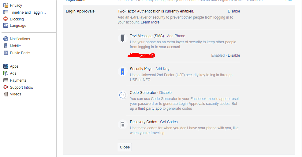 Example Facebook Login Approvals